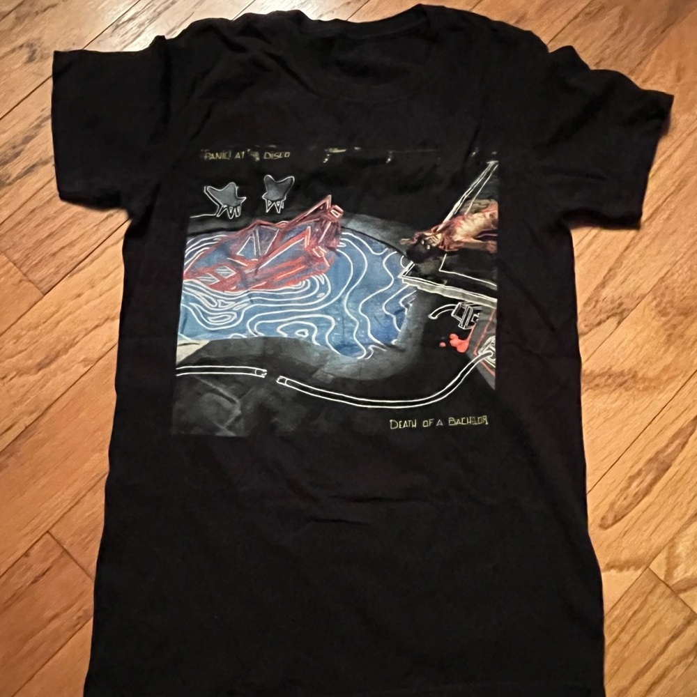 Black Graphic Tee with Artistic Print